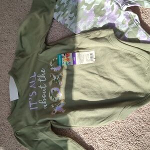 Garanimals purple long sleeve shirt and green and purple pants.12 months